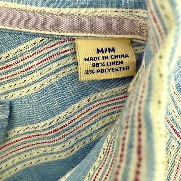 NWT Tommy Bahama BELIZE ME STRIPE Long Sleeve Linen Shirt  – Size Medium - Picture 11 of 11